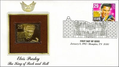 Elvis Presley The King of Rock and Roll Golden Gold 22k USA FDC Cover 1993 - Image 1 of 2