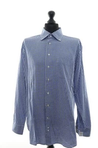 SOR Herren Businesshemd Hemd KW42 L blau weiß kariert Button-Down Langarm D89 - Bild 1 von 5