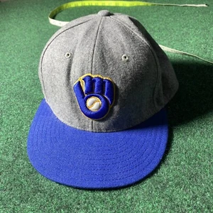 Milwaukee Brewers MLB Baseball Hat Cap Blue Fitted American Needle Hat 7 1/4 - Picture 1 of 13