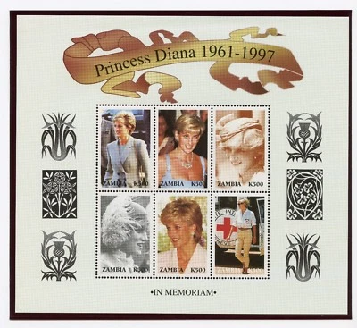 (2) Zambia MNH Sheetlets #706 & #707 of 6 Princess Diana Stamps - Image 1 of 2