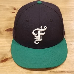 Feature X New Era Hat Size 7 1/4 Fitted 59Fifty Blue Green F Logo Old English - Picture 1 of 9