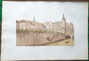 Paris IV ème - Quai aux Fleurs (1855) - Hoffbauer Superbe Litho 45x30 cm de 1885 - Picture 1 of 2