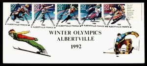 DR WHO 1992 FDC OLYMPICS SPORTS HIDALGO HAND COLORED CACHET STRIP R10997 - Picture 1 of 2