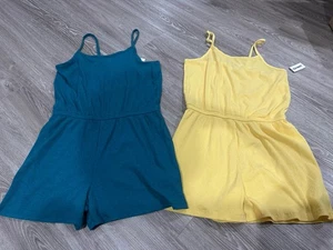 Neu mit Etikett Old Navy LEINENMISCHUNG STRAMPLER MÄDCHEN GRÖSSE XL 14-16 Paket 2 Urlaub Strand Spaß - Bild 1 von 2