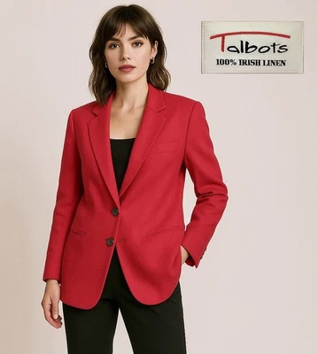 VTG 90s Talbots 100% Irish Linen Sz 14 Boxy Blazer Hong Kong Quiet Luxury Jacket - Image 1 of 4