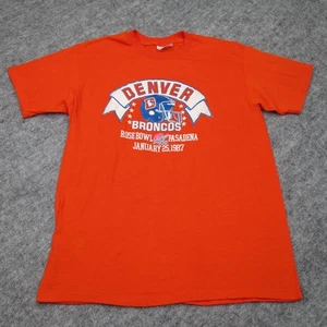 Vintage Denver Broncos Shirt Mens Large Orange NFL Football Super Bowl XXI 1987 - Picture 1 of 10