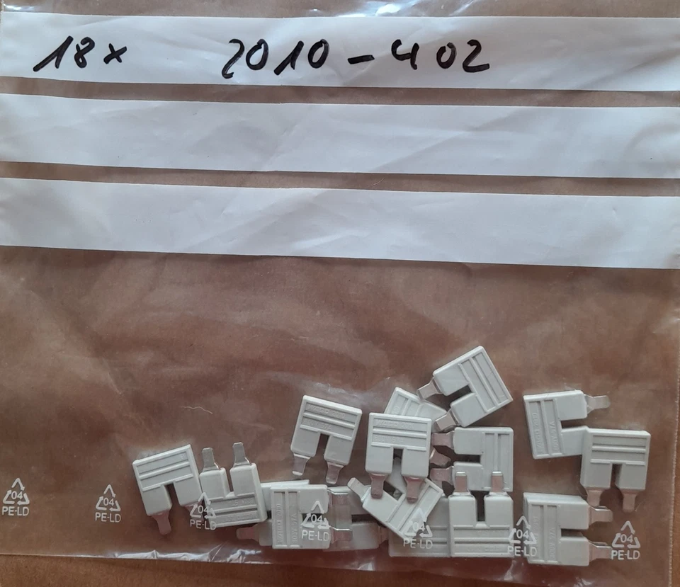 18 x WAGO 2010-402 , Brücker,2-fach,isoliert,lichtgrau, neu / ungenutzt - Bild 1 von 1