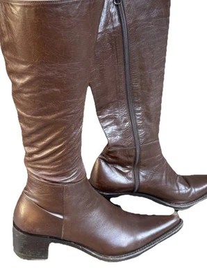 Botas para mujer Rocco P media pantorrilla cuero dos tonos 37EU US6.5 hechas en Italia. Foto 1 de 4
