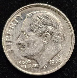1999 P Roosevelt Dime 10C Off Center Mint Error Multiple Struck - Picture 1 of 2