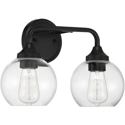 Luz de pared negra plana de 15 pulgadas Craftmade 56202-FB Glenda 2 luces Foto 1 de 4