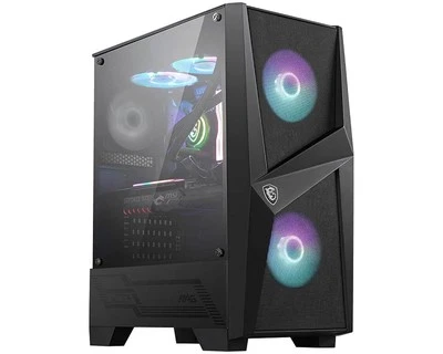 MSI MAG FORGE 100R Mid Tower Gaming Computer Case (Black, 2x 120mm ARGB PWM Fan, - Image 1 of 4