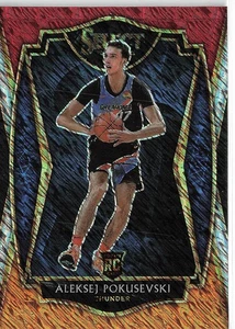 Panini Select #176 Aleksej Pokusevski 2020-21 rojo blanco naranja brillante - Imagen 1 de 2