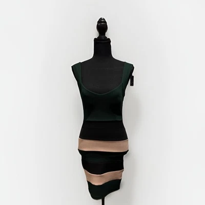 Vestido Windsor Verde Marrón Negro A Rayas Ajustado Lápiz Sin Mangas Talla Pequeña Nuevo con Etiquetas Foto 1 de 4