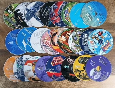 Nintendo Wii/Wii U Lot of 26 Loose Games - Mario Galaxy, Metroid, Donkey Kong - Imagem 1 de 4