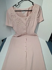 Maggie London Dress, Women's Size 8, Polyester, Pink, Maxi, Short Sleeve, Button - Picture 1 of 7