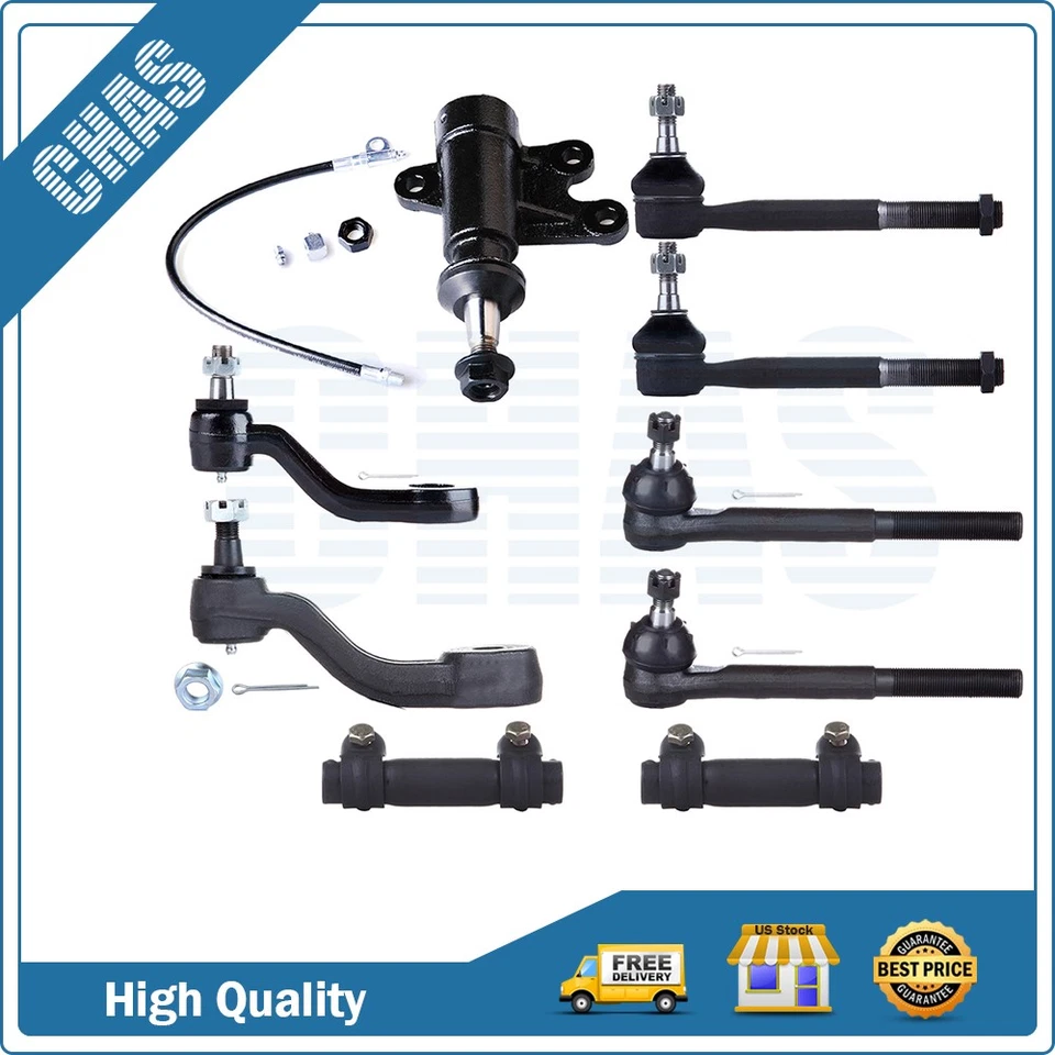 9x Front Tie Rod End Pitman Arm For 1993-99 Chevrolet C1500 1993-2000 GMC C2500 - Image 1 of 1