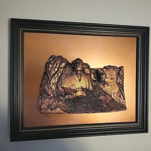 Mount Rushmore Copper Art Coppercraft By Gregorian Carved 3D Framed 16”x13” Rare - Picture 1 of 9