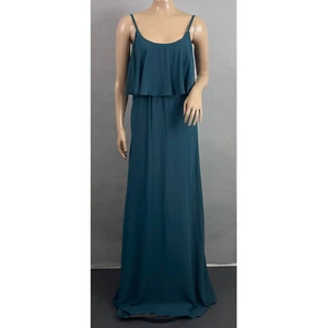 Show Me Your Mumu Dress Women XXS Caitlin Ruffle Maxi Deep Jade Chiffon NWT - Picture 1 of 11