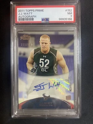 2011 Topps Prime #152 J J Watt RC Auto Houston Texans /450 PSA 7 Pop Baixo - Imagem 1 de 3
