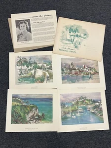 Lot (4) Bahamas Watercolor Prints Cecile Johnson MCM With OG Envelope. Free Ship - Picture 1 of 3