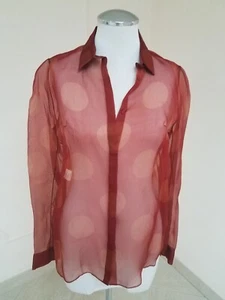 Delpozo Garnet Printed Dot Sheer Silk Organza Blouse Top ,Shirt sz small, Eu 36 - Picture 1 of 12