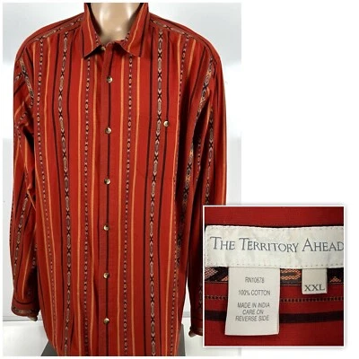 The Territory Ahead Dress Shirt Mens 2XL Striped Southwest Tribal Aztec - Image 1 of 4