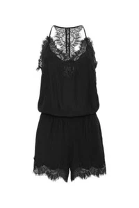 Gold Hawk Coco Lace Romper Black Sz S - Picture 1 of 6