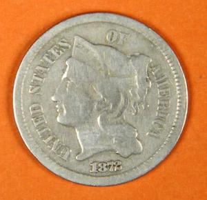 1872 Three Cent Piece Nickel ~ VG VERY GOOD TO FINE 3c US Type Coin Collectible - Picture 1 of 4