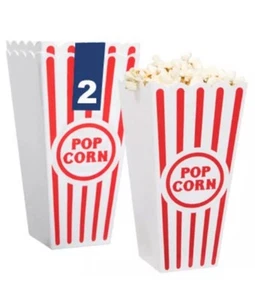 Set of 4 Popcorn Plastic Container Box Tub Bowl Home Movie Theater BRAND NEW - Picture 1 of 2