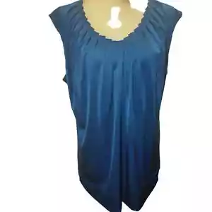 The Limited Womens Blouse Short Cap Sleeves Scoop Neck Pleated Blue Size XL - Picture 1 of 8