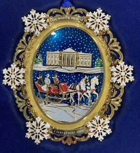 2004 White House Christmas Tree Ornament A First Family's Sleigh Ride 3.25"X 3” - Picture 1 of 9
