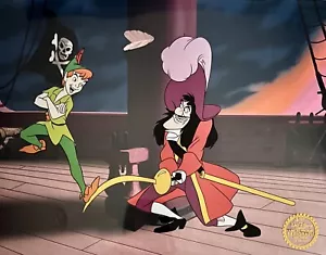 Disney PETER PAN & CAPTAIN HOOK Sericel Animation Art Serigraph Cel 11" x 14" - Picture 1 of 6