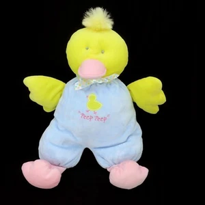 Vintage Eden Velour Duck Chick Peep Peep with Wings Blue Pastel Plush Lovey - Picture 1 of 3