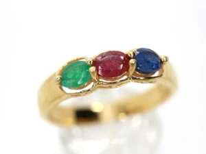 GOLDJUNGE69 * HARRY IVENS IV EDELSTEIN RING (18) RUBIN,SAPHIR,SMARAGD 925er SILB - Bild 1 von 5