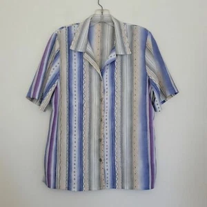 Vintage Watercolor Multicolored Stripes Short Sleeve Top 12 / L - Picture 1 of 10