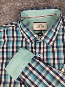 Flag & Anthem Herren 2XL blau Gingham Karo Knopfleiste Langarm Flip Manschette - Bild 1 von 6