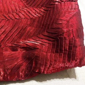 Fabric Red Burgundy Ripple Pleated Effect Textured 1 Yard X 48 in Christmas - Picture 1 of 3