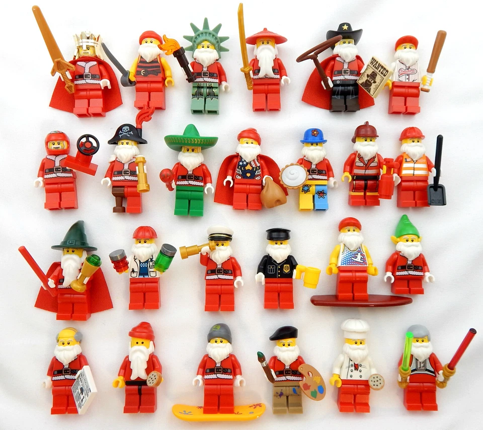 7 NEW RANDOM SANTA LEGO MINIFIG LOT mystery minifigure claus christmas figure - Image 1 of 1