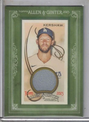 2023 TOPPS ALLEN & Ginter baseball Clayton Kershaw game-used jersey card DODGERS - Image 1 of 2