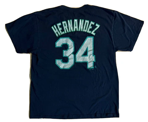 King Felix Hernandez #34 Seattle Mariners Majestic Jersey Shirt Large Blue MLB Cover