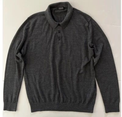 Suéter Zara Hombres Mezcla Lana Acrílico Talla XL (Se Ajusta a EE. UU.) Gris Carbón 1/4 Botón Foto 1 de 4