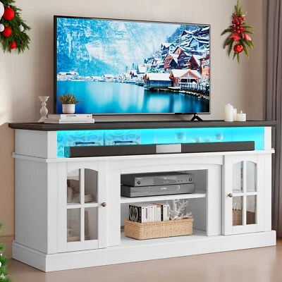 Farmhouse LED TV Stand with Power Outlets for 70"/65" Media Entertainment Center - Image 1 of 4