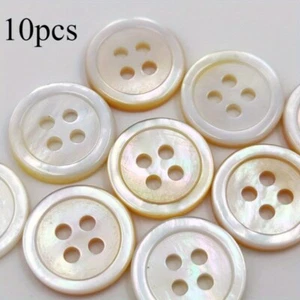 10pcs Natural Shell 4-hole Flat Button Garment DIY Shirt Sewing 1-1.25cm Craft - Picture 1 of 11
