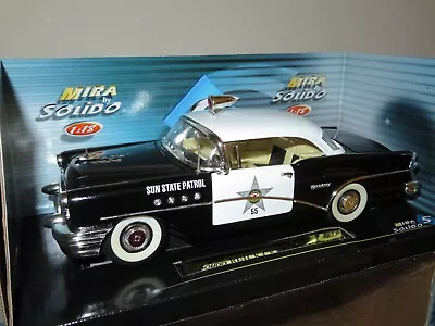 POLICE 1955 BUICK CENTURY SUN STATE PATROL MIRA 1:18 OPENING HOOD DOORS &TRUNK - Image 1 of 4