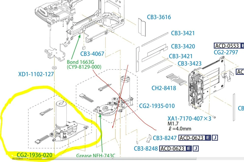 Piezas de motor de palanca de carga Canon EOS 1D Mark IV 4 obturadores SH CG2-1936 Foto 1 de 1