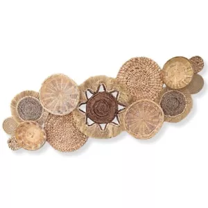 Neutral Sun Fray Boho Handmade Basket Wall Decor - Set of 13 Wicker Baskets - Picture 1 of 5