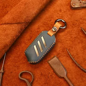 Blue Leather Car Smart Remote Key Cover Case Holder For Kia Stinger K900 2019 - Picture 1 of 8