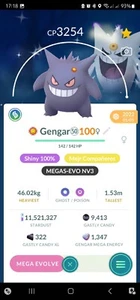 Shiny Gengar ( Maxed Out To Level 50 ) ( Two Charged Moves ) Pokemon Trade Go - Picture 1 of 3