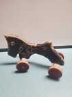 Antique wooden horse pull toy Black