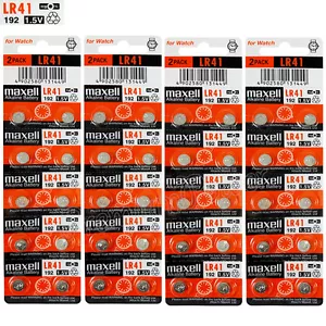 40 x Maxell LR41 Alkaline batteries 1.5V 192 AG3 392 192A L736 SR41 Pack of 2 - Picture 1 of 1